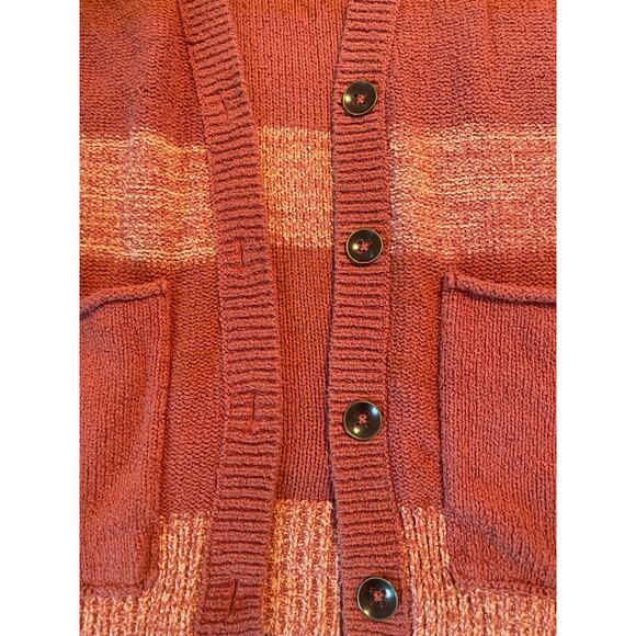 Free People Southport Beach Coral Orange Striped Cardigan Sweater Women's XS - Picture 5 of 9